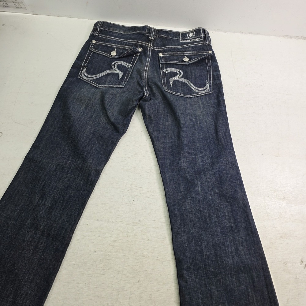 Rock & Republic Men's Jeans 34x30 Dark Wash Thick Stitch Boot Cut Flap Y2K NWOT - Picture 6 of 11